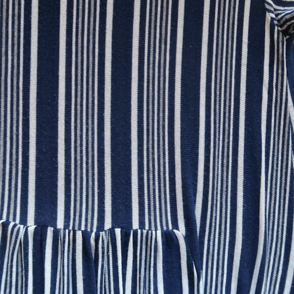Zara Navy & White Striped Knitted Short Sleeve Loose Fit Maxi Dress Size M - Picture 10 of 12